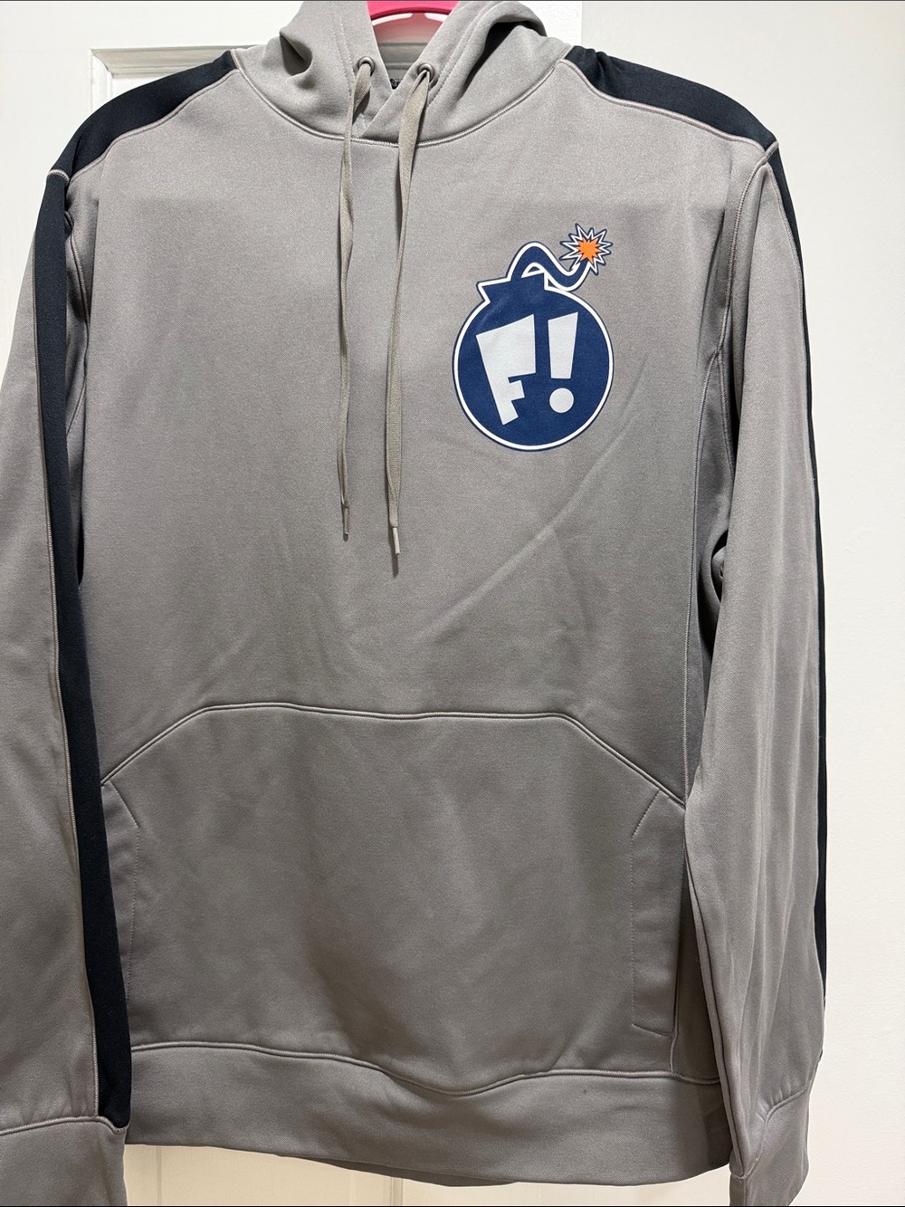 Gray Pullover Hoodie with Navy Graphic Champion